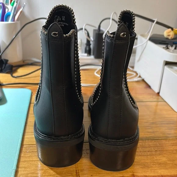 Coach Black Ankle Booties with Elastic Panels and Low Heel 10B - Picture 5 of 11